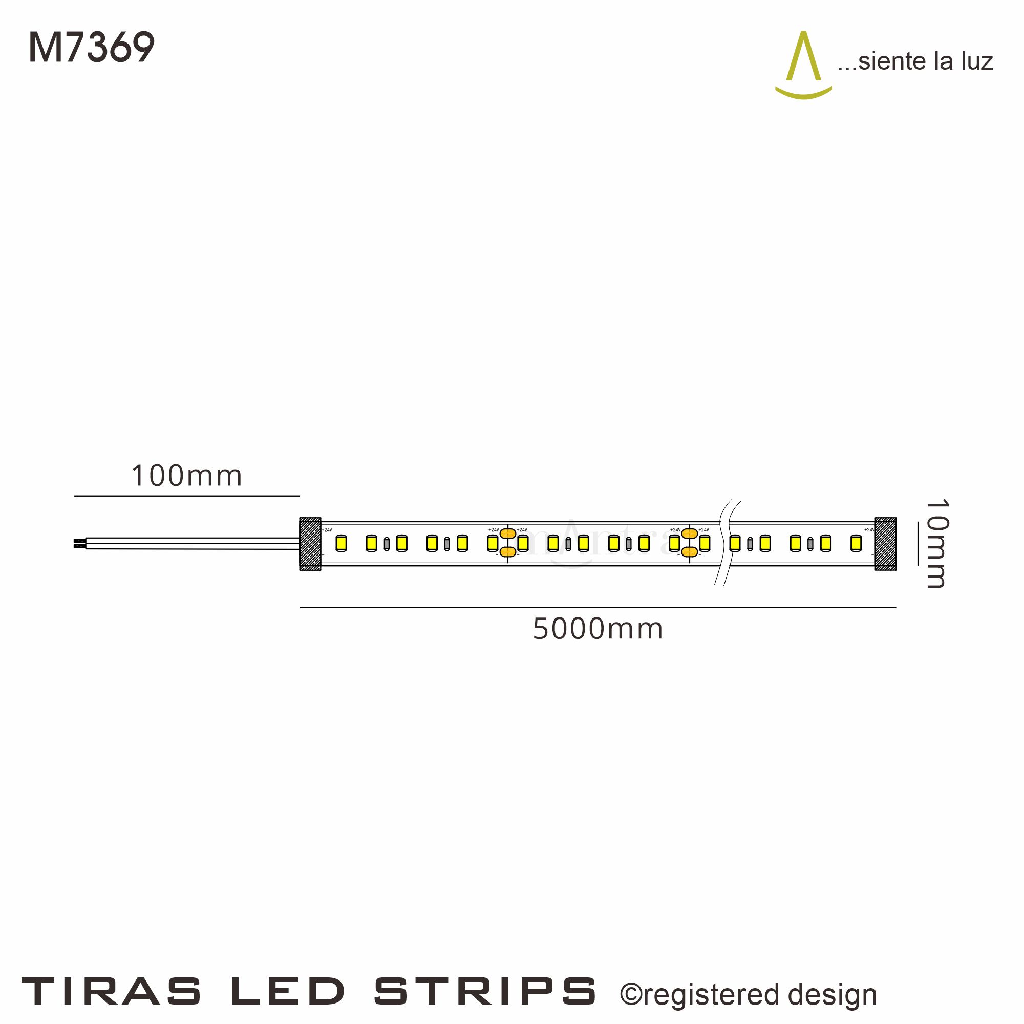 M7369  LED Strip 5m 3000K 120 LED/m 10mm 14.4W/m IP65
